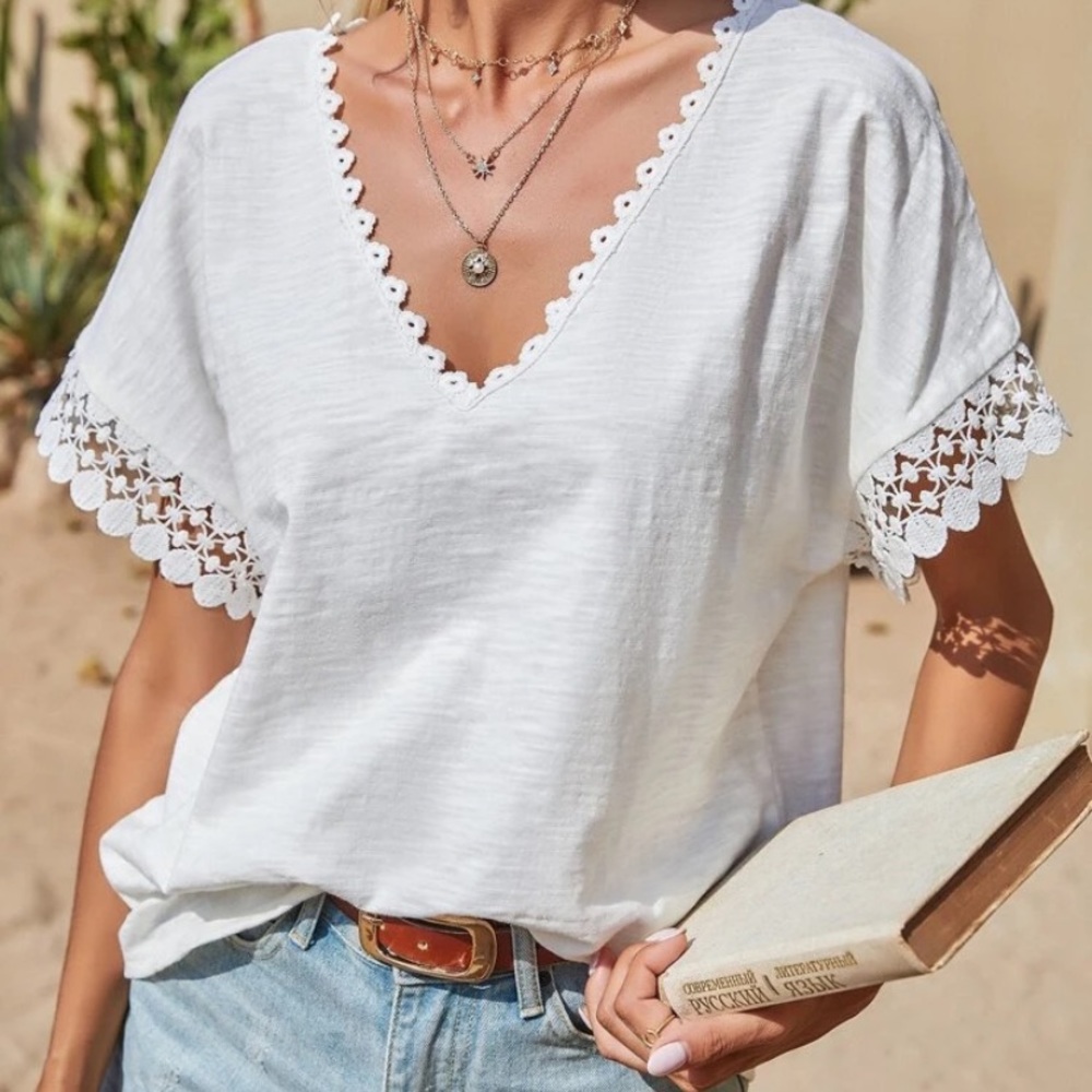 SHEIN white cotton top